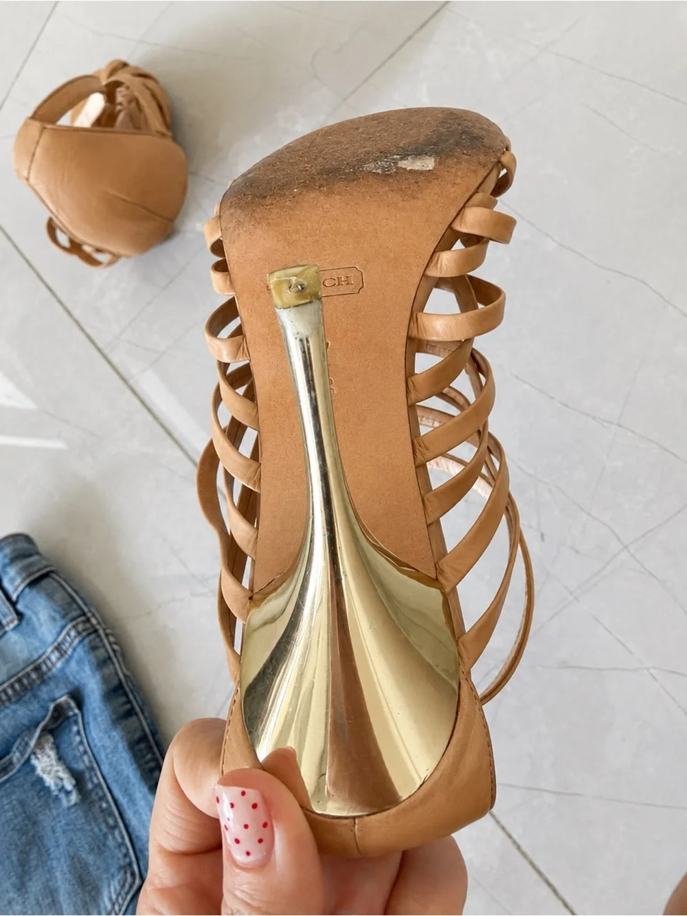 Coach Strappy Gold Heel Sandals – Size 7B